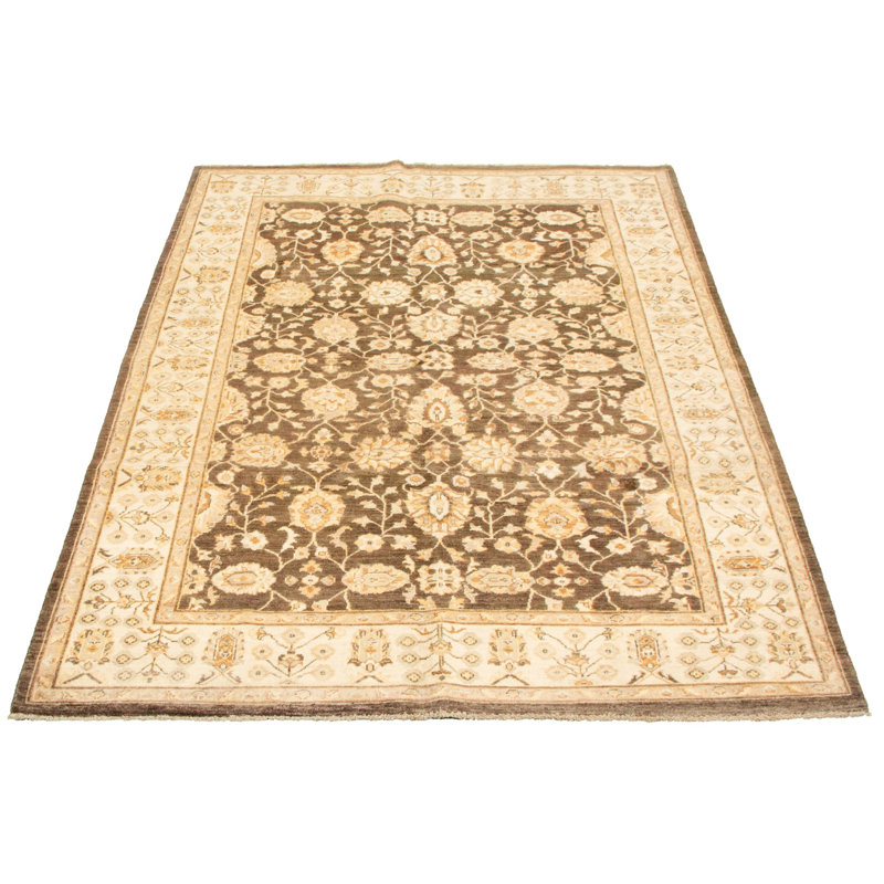 Tapis de bois one-of-kind à la main noué la 2010 ushak brun foncé 6 pi x 9 pi 3 po de la laine Kriemann