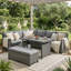 Ensemble de canapé de patio extérieur en rotin 5 pièces, ensemble de meubles de jardin en forme de L en osier avec 2 tables d'appoint extensibles-41664306