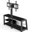 Verre trempé noir, meuble télé, pivotant, réglable en hauteur, tablettes à 3 niveaux et rangement, téléviseurs de 32 po et 65 po, charge de 180 lb, capacité de charge de gestion des câbles,