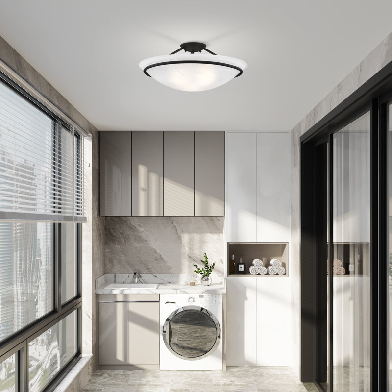 Wilbrecht Glass Semi Flush Mount, Black, 7 3/4" H 