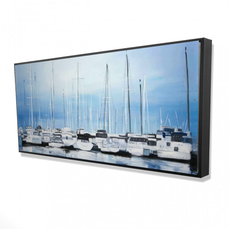 Boats at the dock - 24"x48" Framed canvas