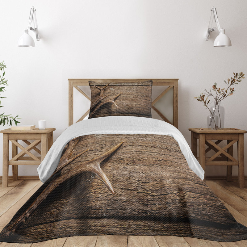 Twin Rustic Antler Print Polyester Bedspread Set