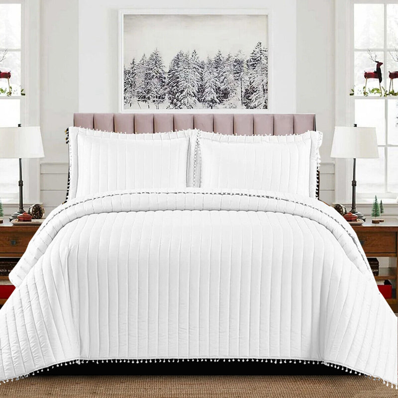 Willmot Microfibre Bedspread Set, 185 x 240 cm Bedspread - 1 Pillowcase, White