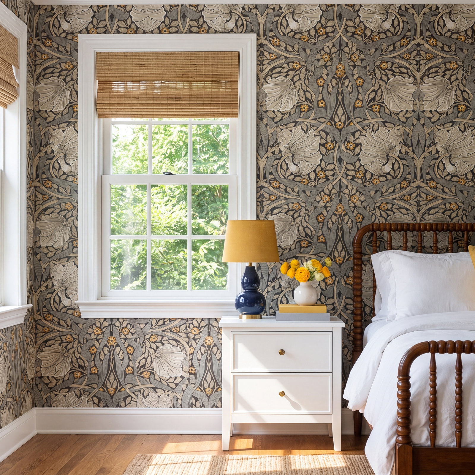 Nilda Floral Wallpaper, Pimpernel Grey