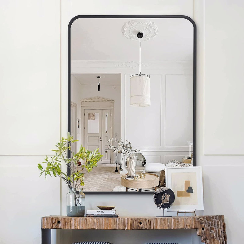 Miroir de salle de bain, Noir, 30 po x 22 po, Rectangulaire