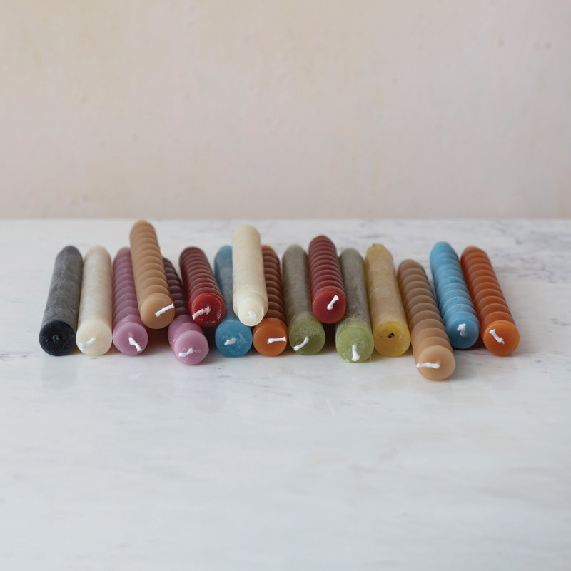 Nessa Unscented Hobnail Taper Candles, Cream