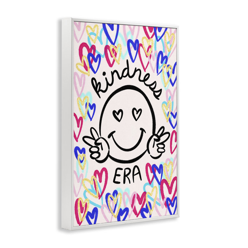 Kindness Era on Hearts Giclee Art by JJ Design House, LLC., 18" H x 12" W, Coastal White Framed Giclee
