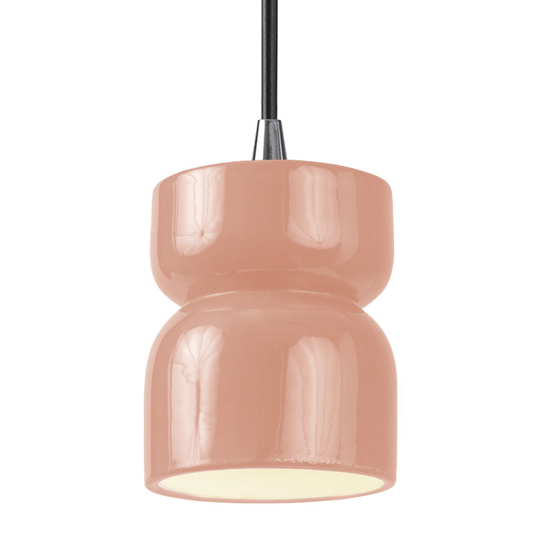 Luminaire suspendu en sablier Leni, Rosé brillant, Chrome poli