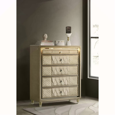 Mika Ivory / Camel 5-drawer LED Chest of Drawers