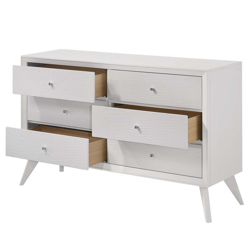 Commode 6 tiroirs Cerys, finition blanche