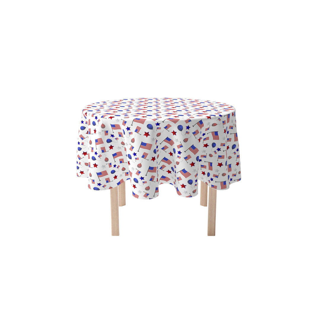 Varsity Geometric Round Independence Day Tablecloth The Holiday Aisle® 