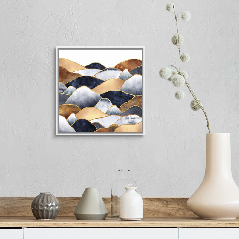 " Hills " Painting Print, White Framed, 13.7" H x 13.7" W x 1.75" D