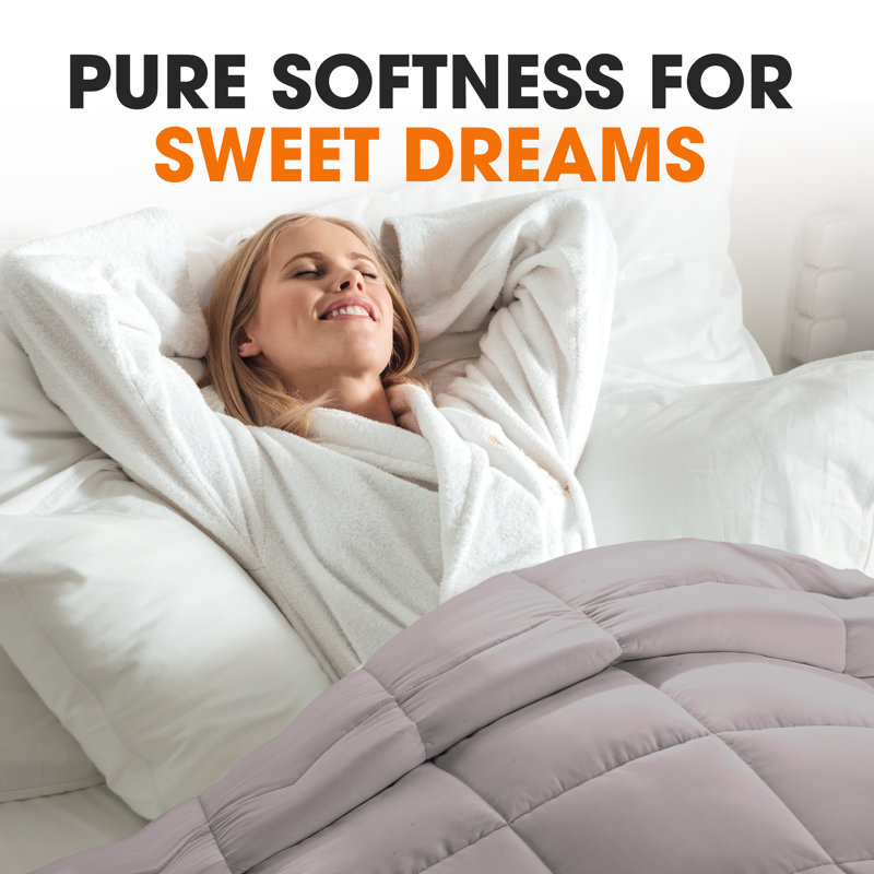 Baffle Box Stitch Comforter, Gray, Twin Comforter 