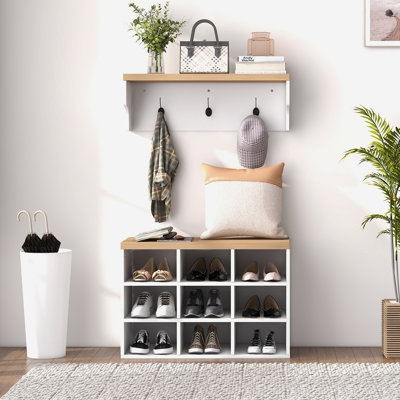 Armoire de rangement pour chaussures avec plaques réglables et portes blanches