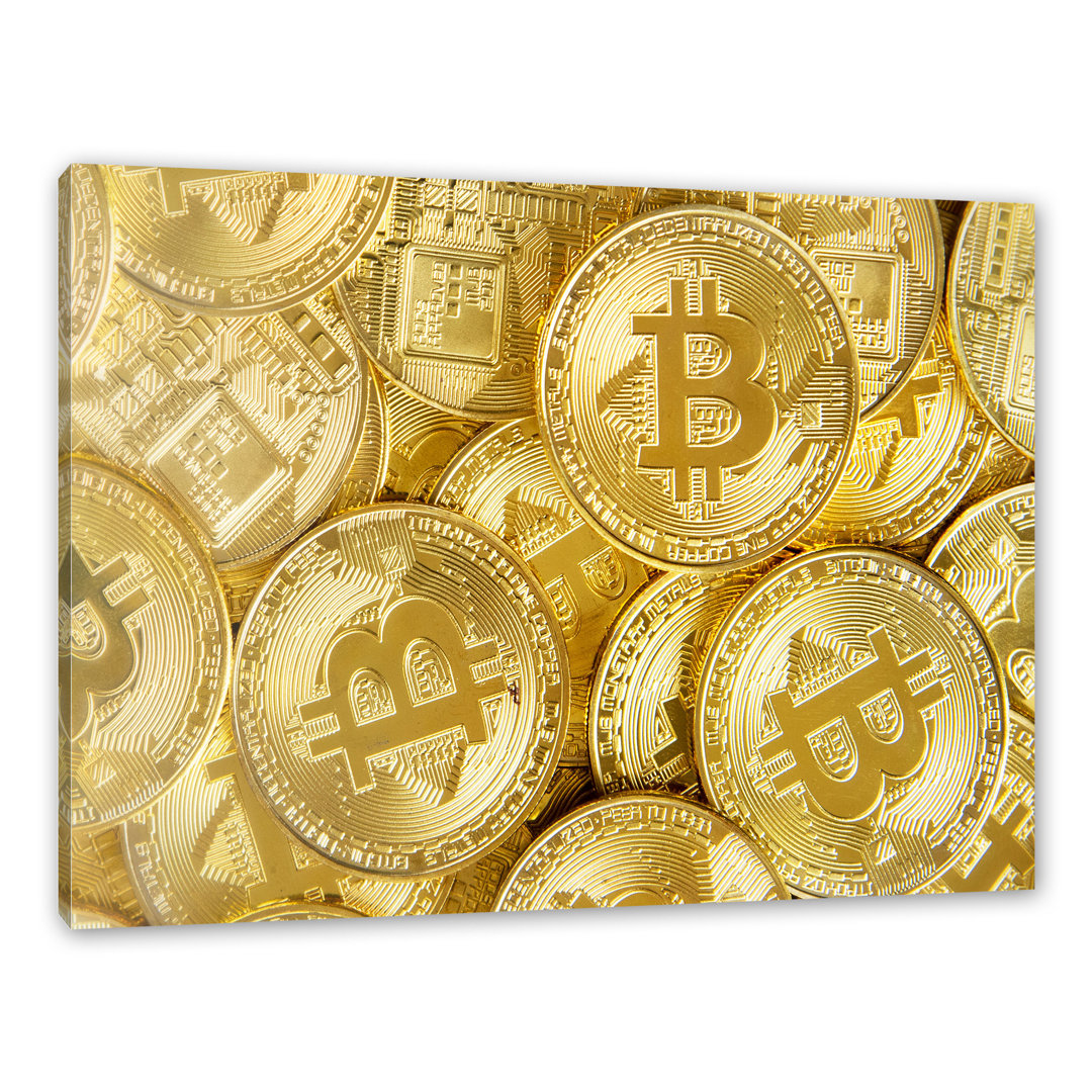 Leinwandbild Goldfarbene Bitcoins BTC