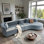 Canapé modulaire 2 pièces revêtu de chenille 2 pièces