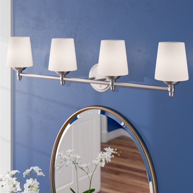 Éclairage pour salle de bain 4 lumières à intensité variable Aghaboy, Nickel brossé