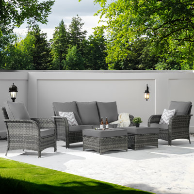 Wicker 7 - Person Patio Conversation Set