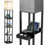 Lampe sur pied colonne 67 "avec tablettes, bois massif, ports USB, tiroir de rangement et ampoule incluse-1349569208