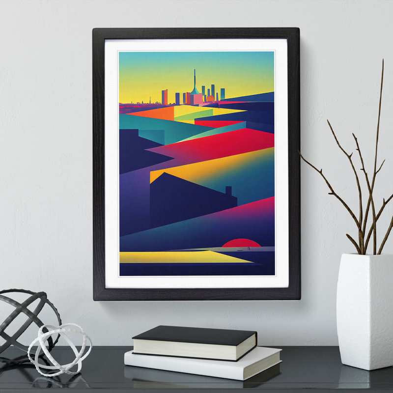 Modern City Skyline Abstract - Framed Print, Black Framed, 64cm H x 46cm W x 2cm D