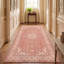 Tapis persan traditionnel avec médaillon délavé, style Harvest, orange, ivoire, or, vert et gris, lavable à la machine, antidérapant, à poils courts, pour l'intérieur et l'extérieur, adapté aux animaux domestiques, idéal pour le salon, la chambre, la salle à manger, l'entrée, le couloir ou le bureau.-350910456