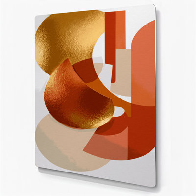Abstrait formes 74, art mural en métal beige