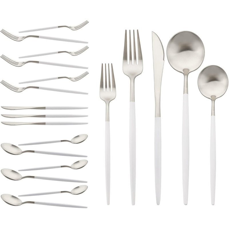 Ensemble de couverts en acier inoxydable 18/10 avec poignée - Ensemble de vaisselle 20 pièces comprenant fourchettes, couteaux et cuillères pour un repas élégant