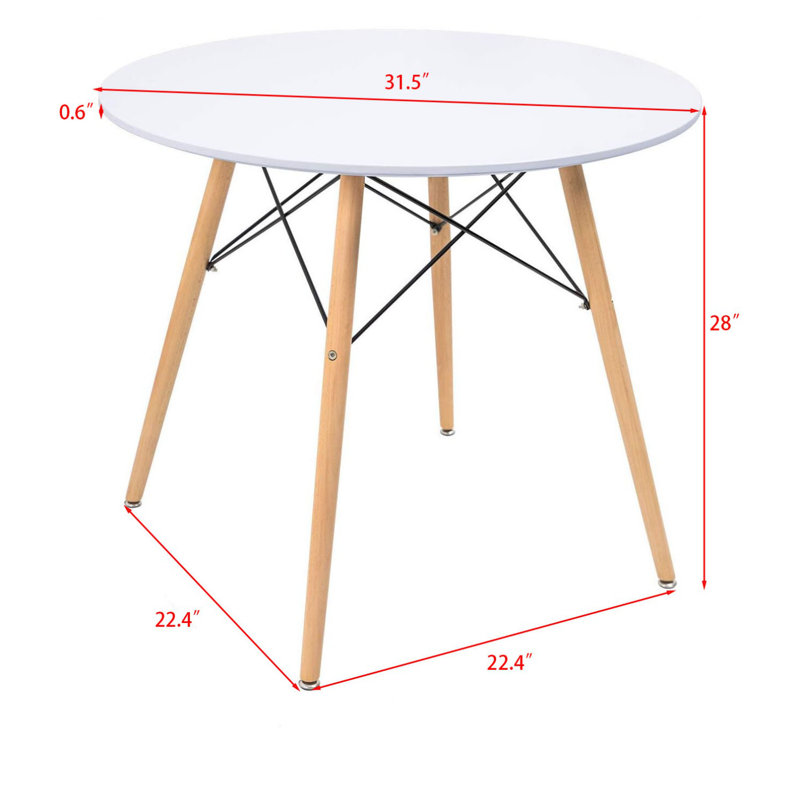 32" White Round Dining Table