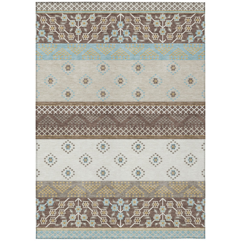 Machine Washable Indoor/Outdoor Chantille ACN2662 Stripes Rug, Chocolate, 5' x 7'6"