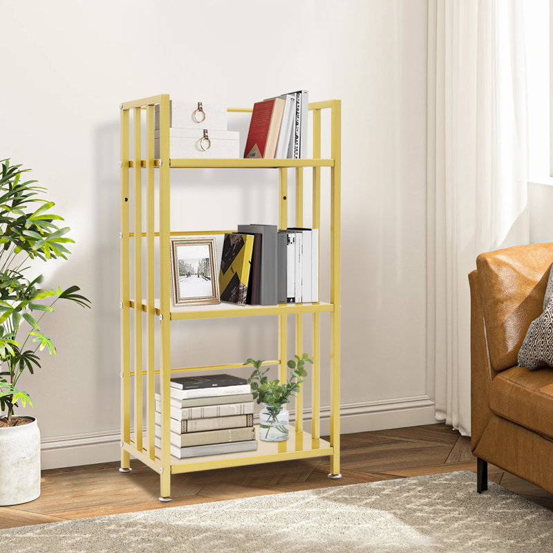 3-Tier Floor Standing Display Bookshelf, Open Shelf Bookcase, Display Rack, Rose Gold