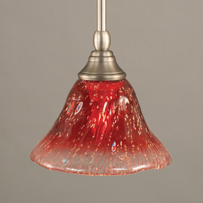 Stem Hung Mini Pendant With 7" Raspberry Crystal Glass