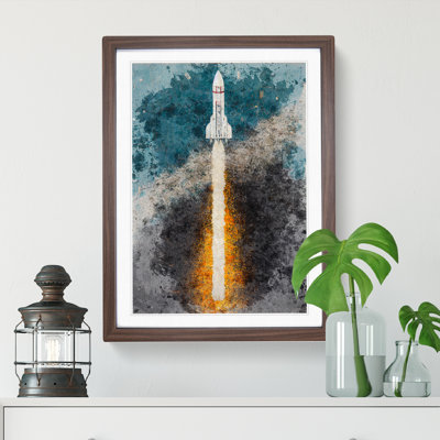 Watercolour Spaceship Rocket No.2 - Single Picture Frame Painting