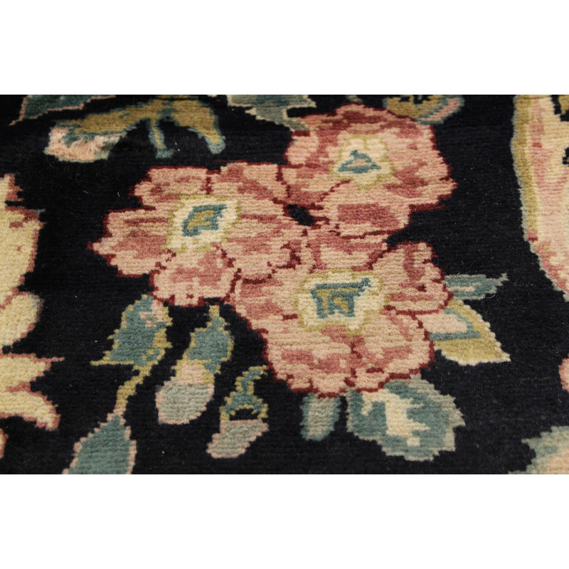 Hand-Knotted Black Wool Persian 8' x 10' Rug