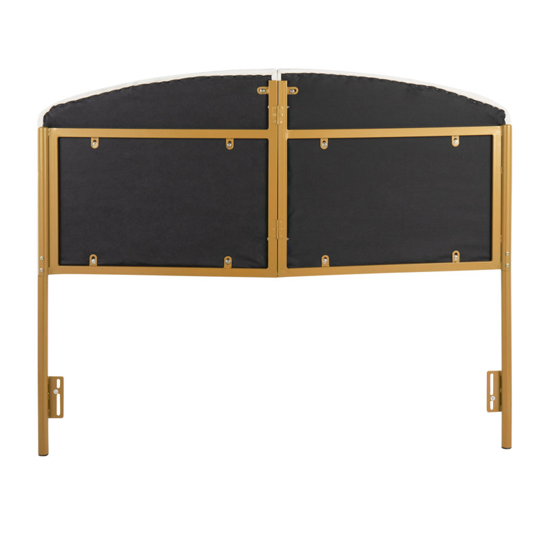Lindsey Contemporary/Glam Queen Headboard In Gold Steel And Cream Velvet By Lumisource, Cream