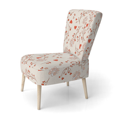 Chaise d'appoint, motif floral beige tapissé - motif floral beige II