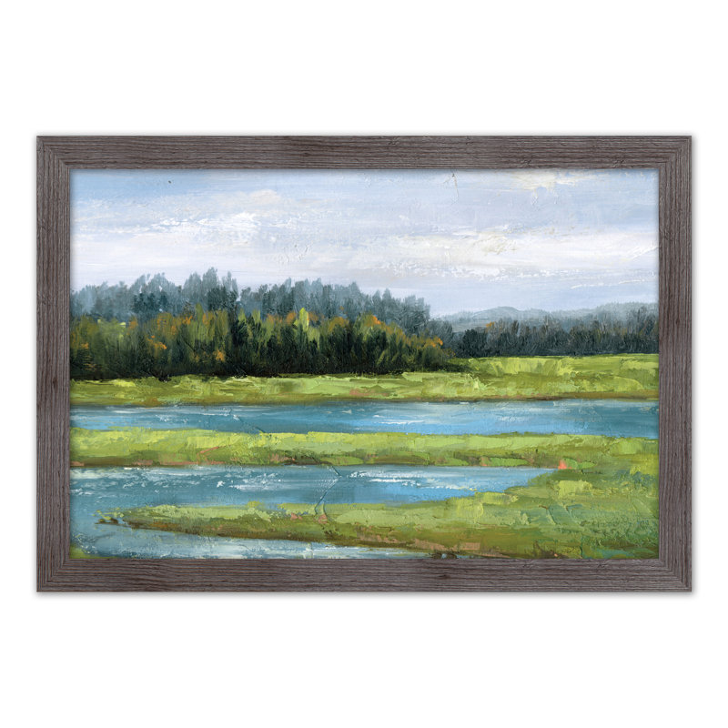 Les zones humides - Peinture, H 24 po x l 36 po x P 0,75 po, Cadre photo gris en acrylique