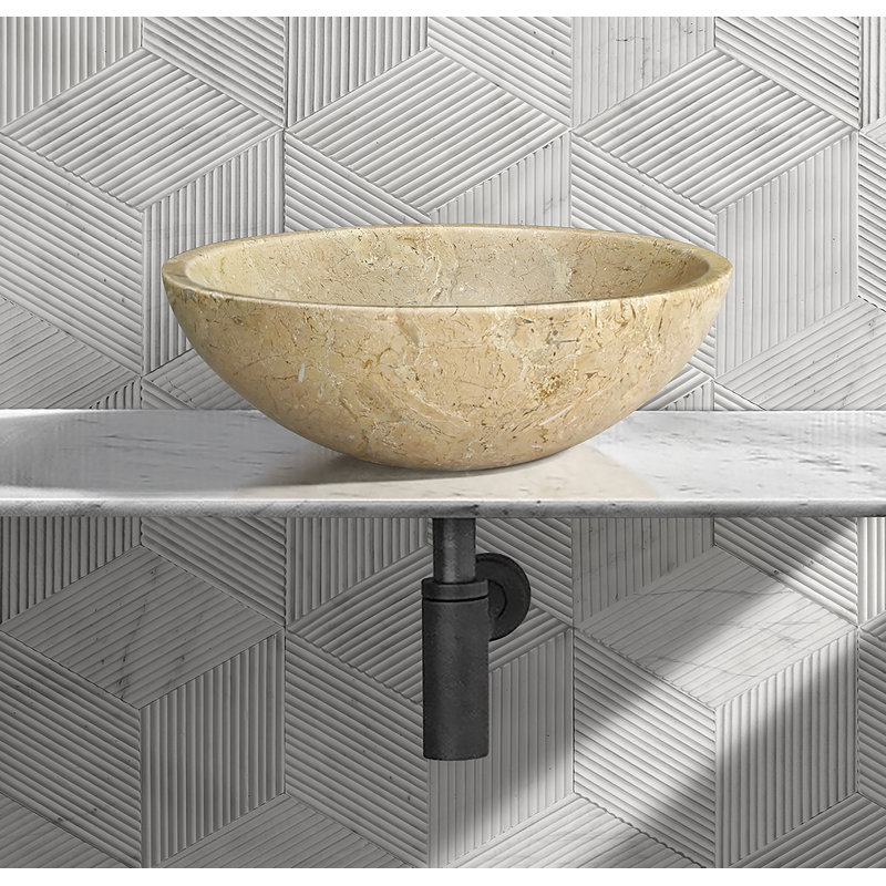 Bathroom Vessel Sink, Round Sink For Home, Beige