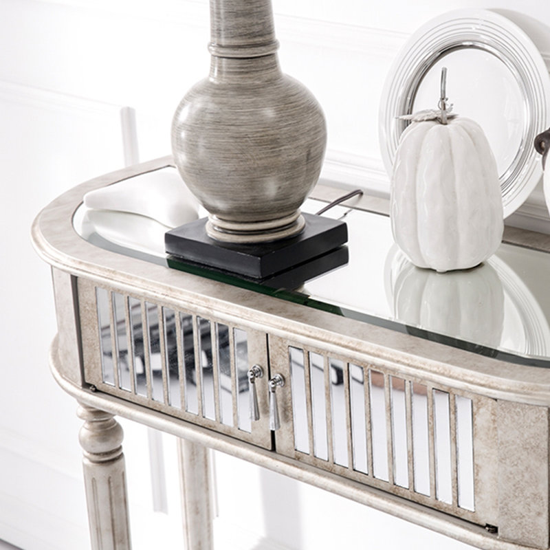 American-style curved console table