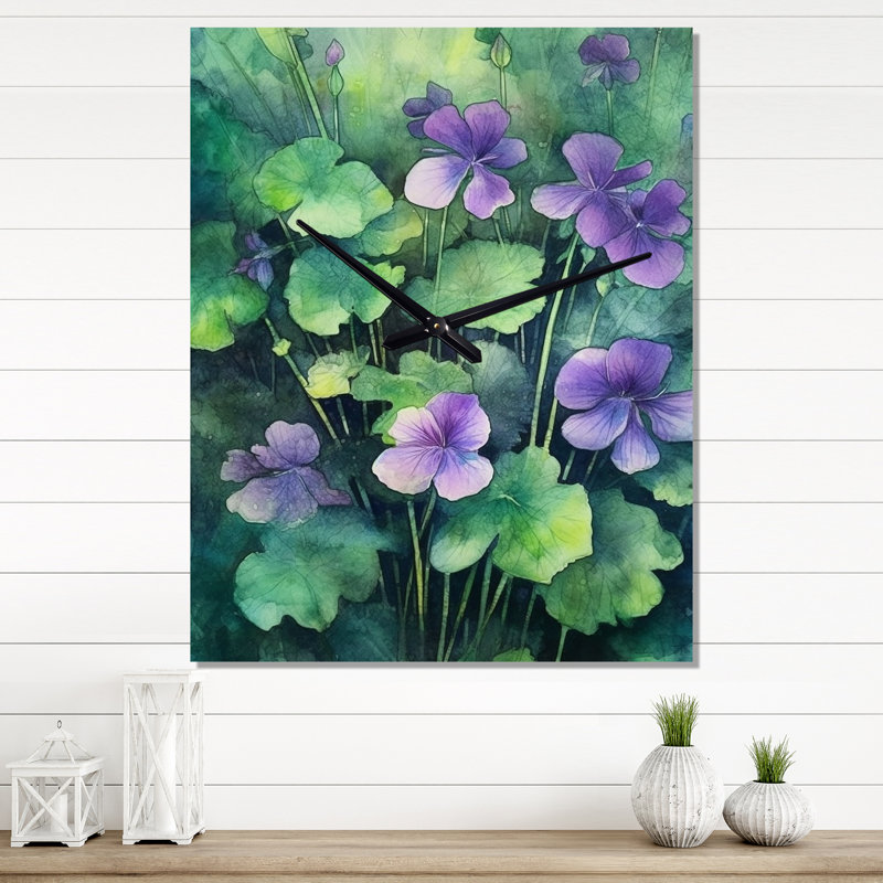 Horloge murale Violets Dreamer III - Floral, Grand