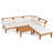 6 Piece Patio Sofa Set, Acacia Wood Outdoor Modular Sectional Garden Furniture Set L-Shaped Conversation Set, Convertible Daybed With Tea Table, Ottoman, 5 Cushions And Pillows