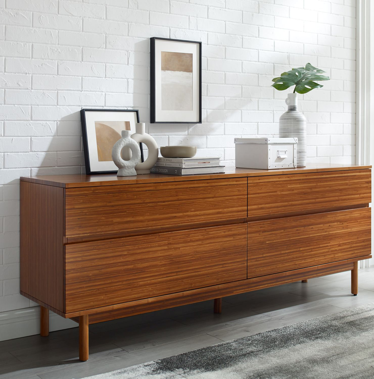 Benicio 73.5" W 4-Drawer Solid Wood Soft-Close Double Dresser