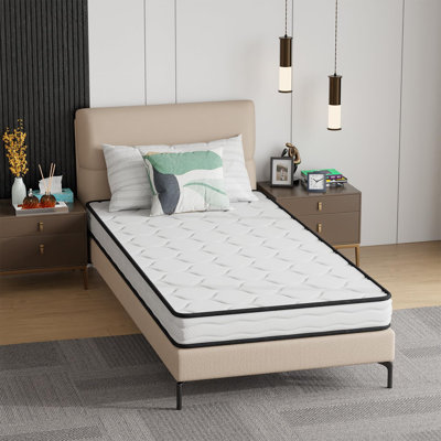 Hybrid Mattress With Innerspring And Foam,Fibreglass Free,Medium Firm Spring Mattress,Twin Size Mattress In A Box,Cool Sleep Pressure Relief,(White)