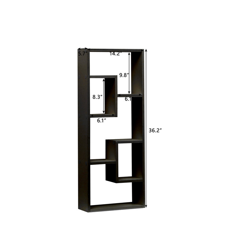 Bookshelf, Freestanding Wood Open Bookcase With 5 Cubes, With 2 Keyhole Hangers, Home Office Décor Rectangular Storage Shelf Display Rack For Study Living Room  White