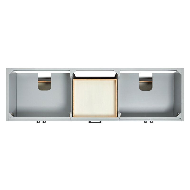 ARIEL Kelly 73 Double Sink Bathroom Vanity with Pure Quartz Top, Gray, Rectangular, Carrara White Quartz