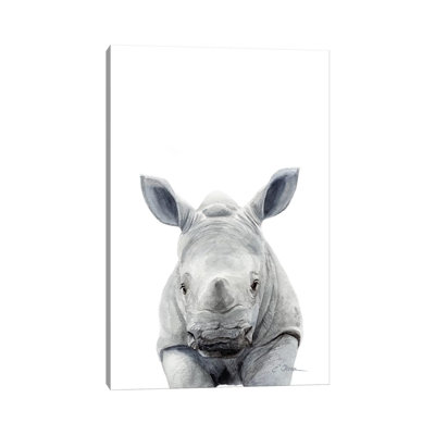 Baby Rhinceros 1 Piece Wrapped Canvas Painting