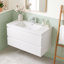 Meuble-lavabo mural de 91 cm (36 po) en panneaux de particules mélaminés blancs avec dessus en résine blanche et carbonate de calcium, deux tiroirs coulissants en forme de U à fermeture amortie, préassemblé.-1010895197-830637805