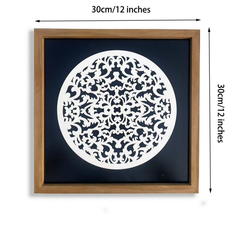 Art mural mandala 3D noir et blanc