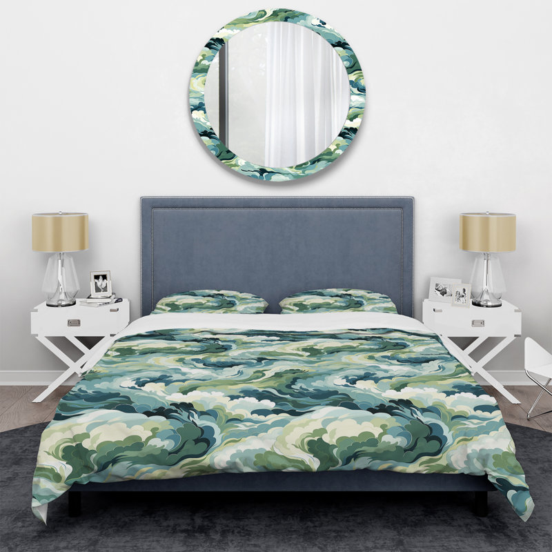 Ensemble de housse de couette Coastal Concealment Flow I, Housse de couette pour grand lit et 2 taies décor