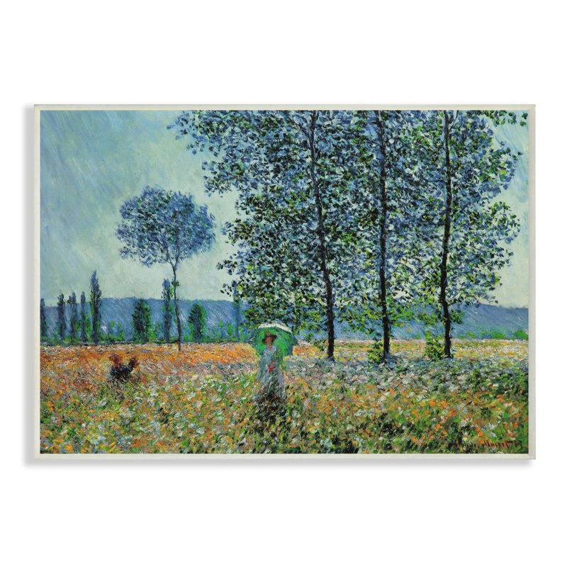 « Classique », « Woman avec parasol » par Claude Monet, reproduction d’art, H 10 po x l 15 po x P 0,5 po, Plaque murale