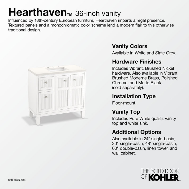 Hearthaven 36-In Bathroom Vanity Set, Slate Gray